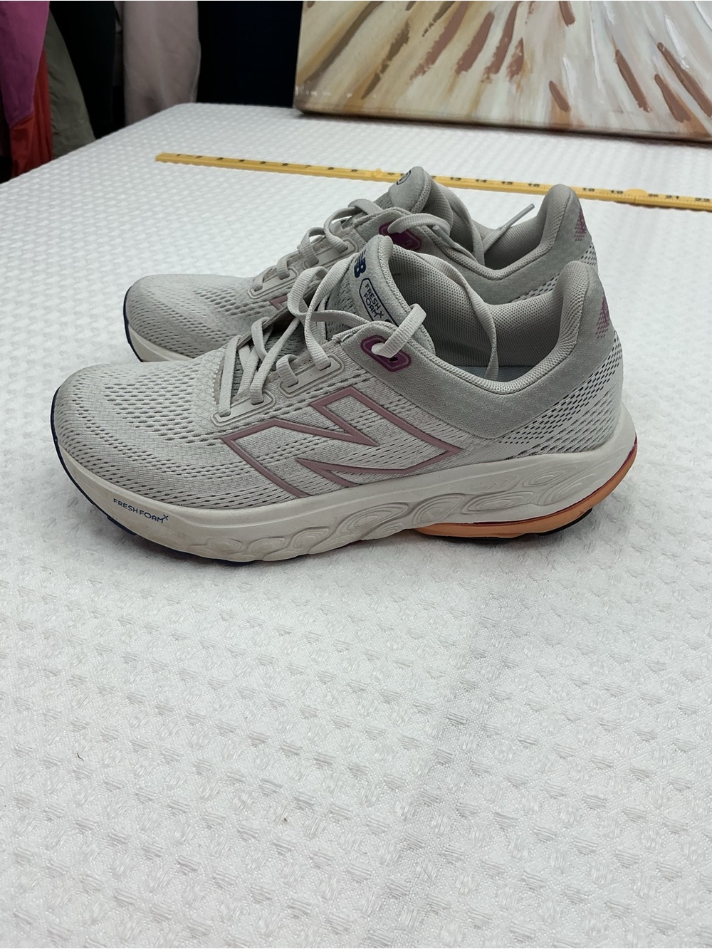 New Balance Gray Athletic Sneakers with Pink Trim